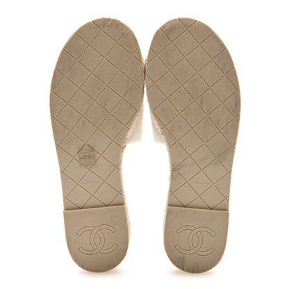 Chanel Canvas Embroidered CC Floral Espadrille Slip On Sandals 40 White Multicolor 6 of 8