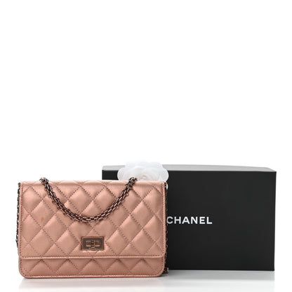 Chanel Metallic Grained Calfskin Quilted 2.55 Reissue Wallet on Chain WOC Copper Pink 12 of 12