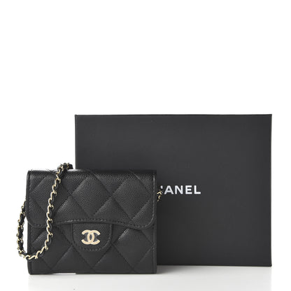 Chanel Caviar Quilted Flap Card Holder On Chain Black 11 of 11