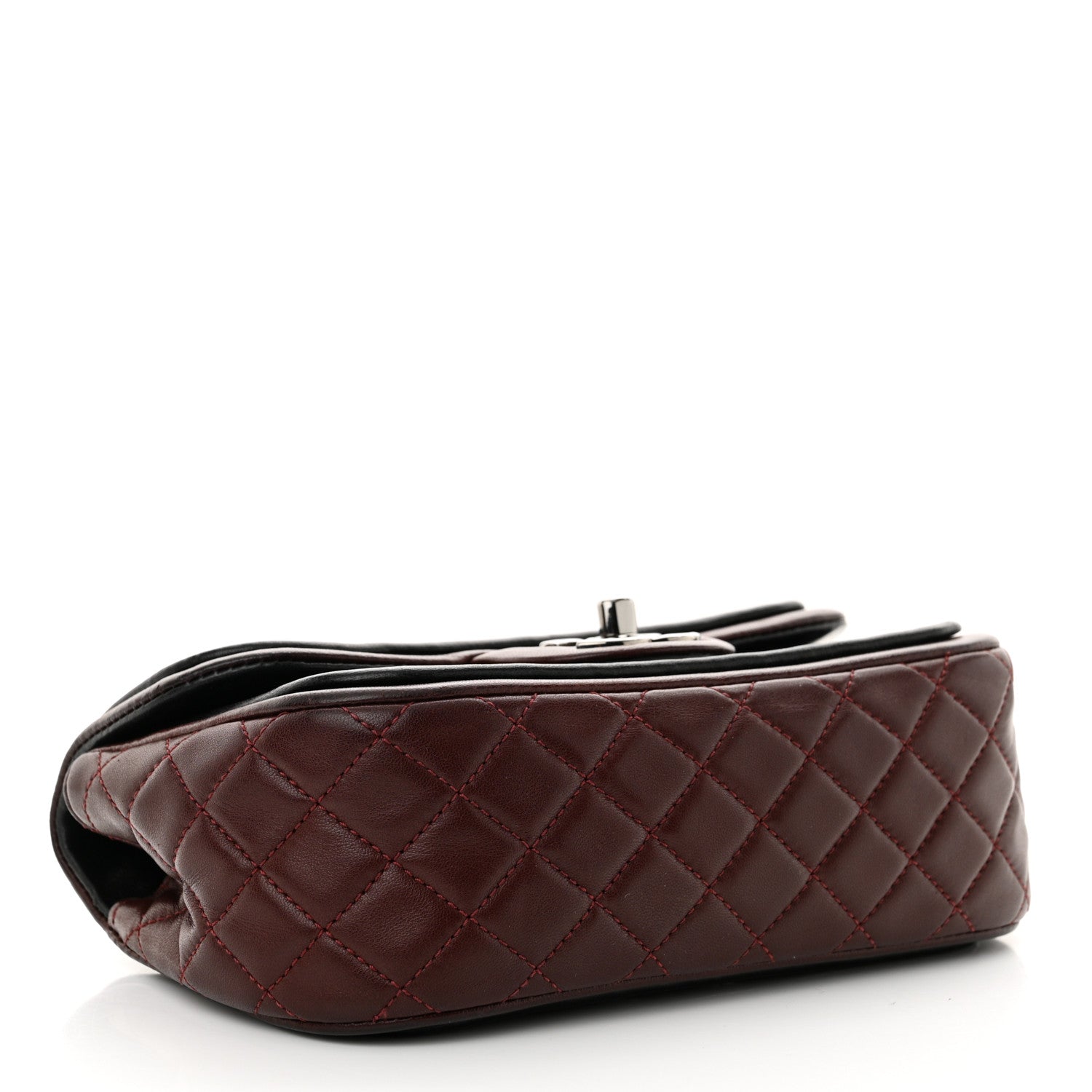 Chanel Lambskin Classic Twist Mini Rectangular Flap Black Burgundy 4 of 12