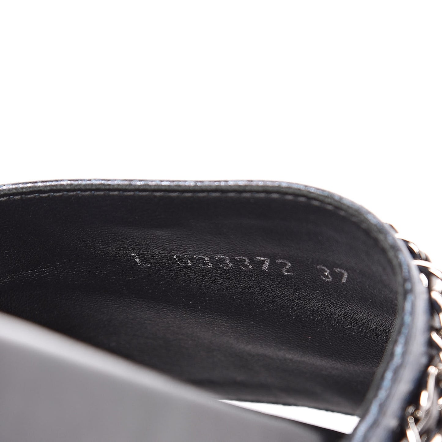 Lambskin Chain Flat Sandals 37 Dark Blue