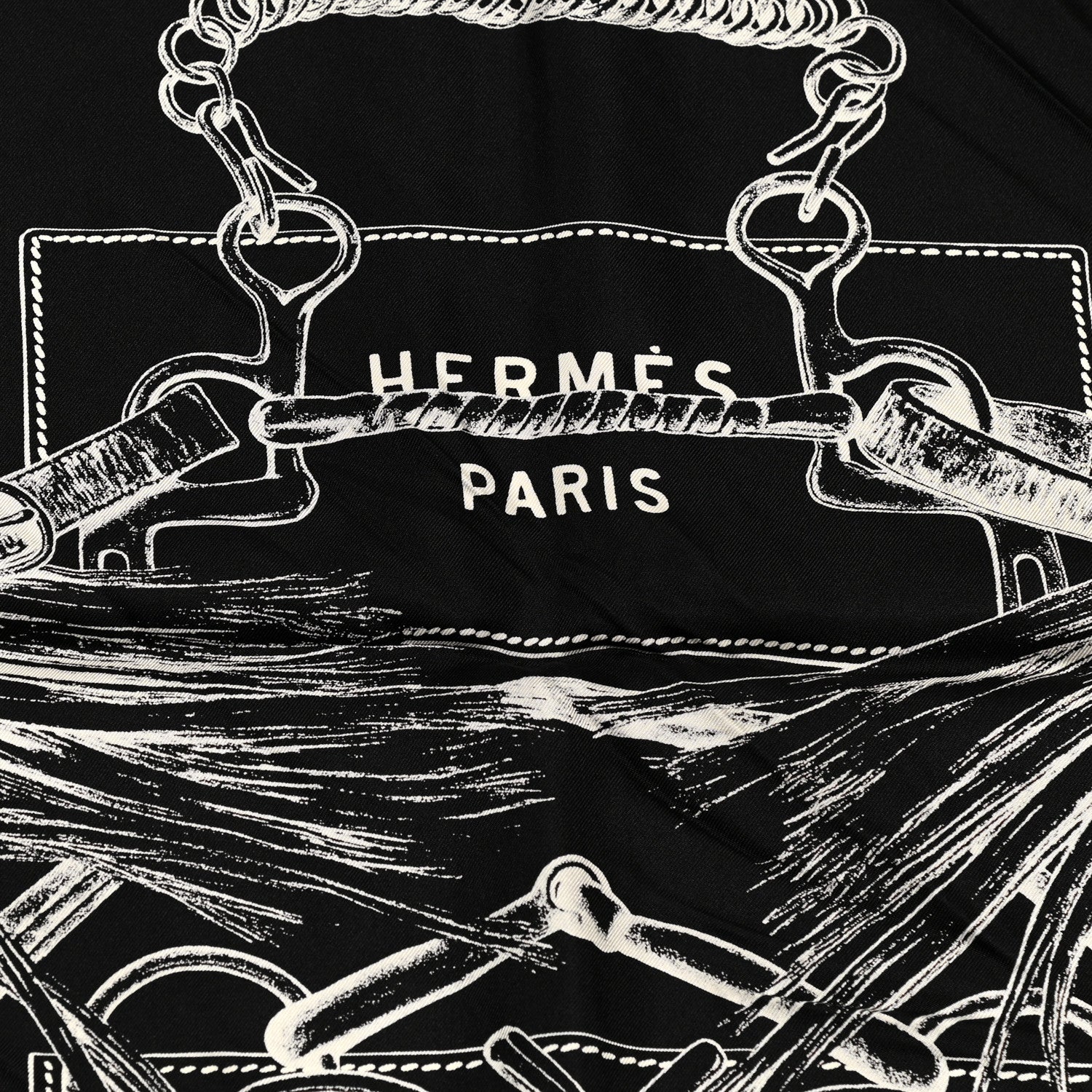 Hermes Silk Projets Carres Scarf 90 Black White 2 of 5