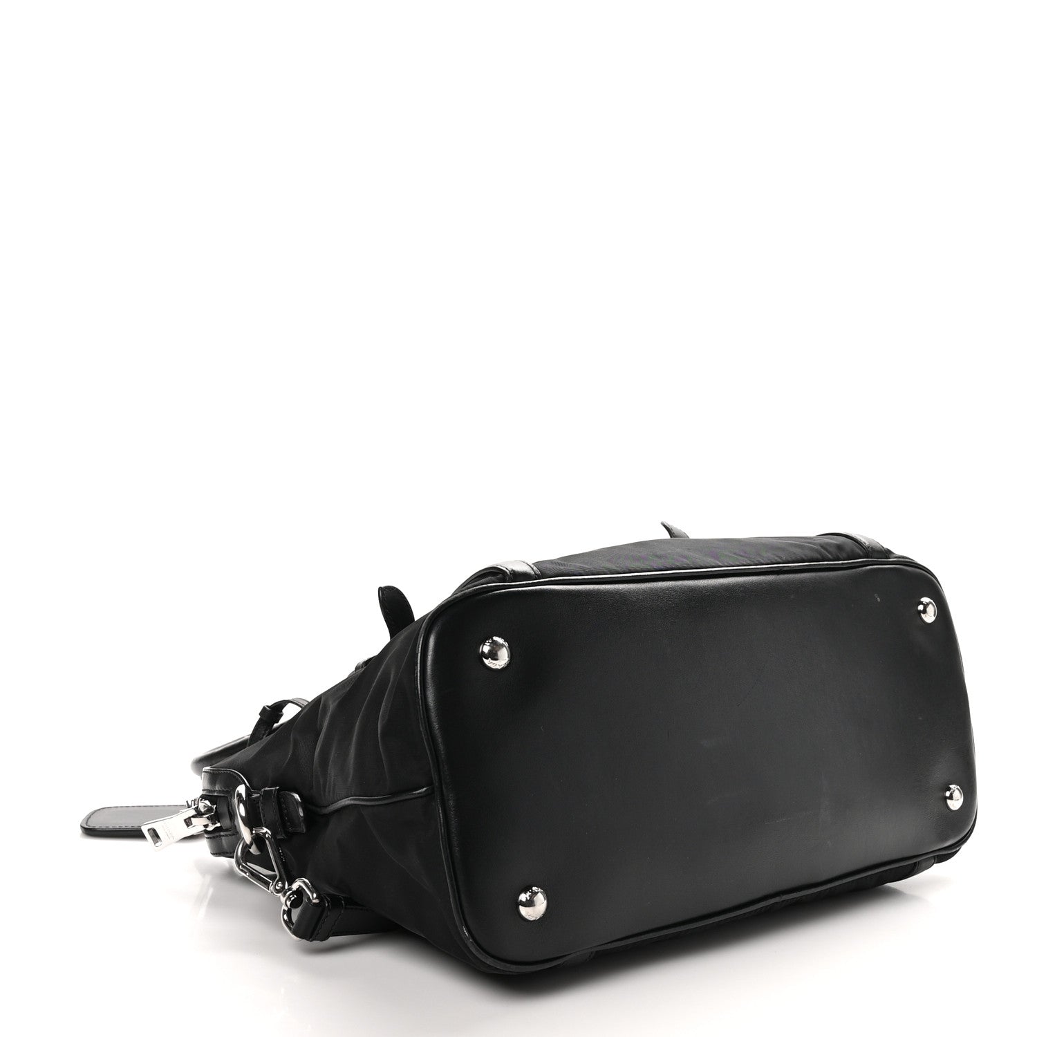 Prada Tessuto Nylon Calfskin Dome Satchel Black 4 of 11