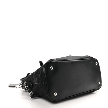 Prada Tessuto Nylon Calfskin Dome Satchel Black 4 of 11