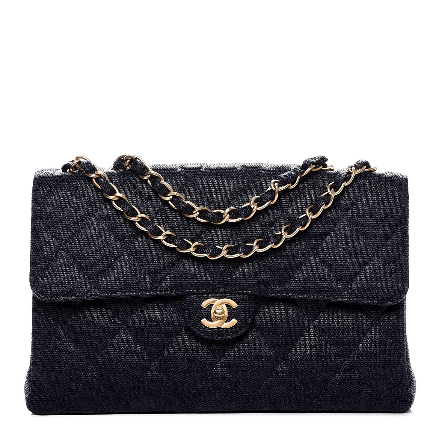 Toile Quilted Jumbo Single Flap Dark Blue
