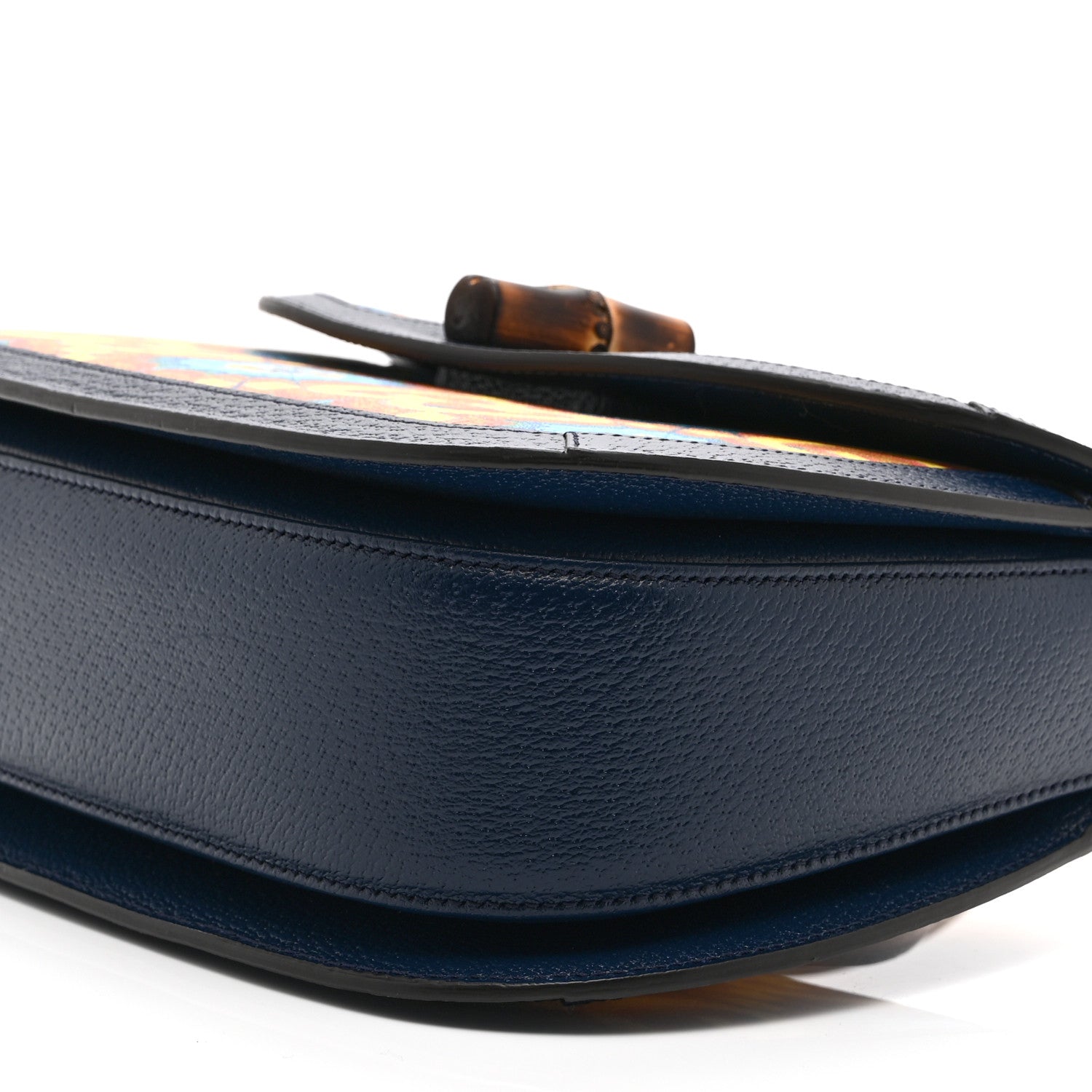 Gucci Calfskin Kaleidoscope Medium Bamboo 1947 Top Handle Bag Blue