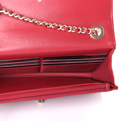 Chanel Lambskin Quilted Trendy CC Wallet On Chain WOC Red 4 of 4