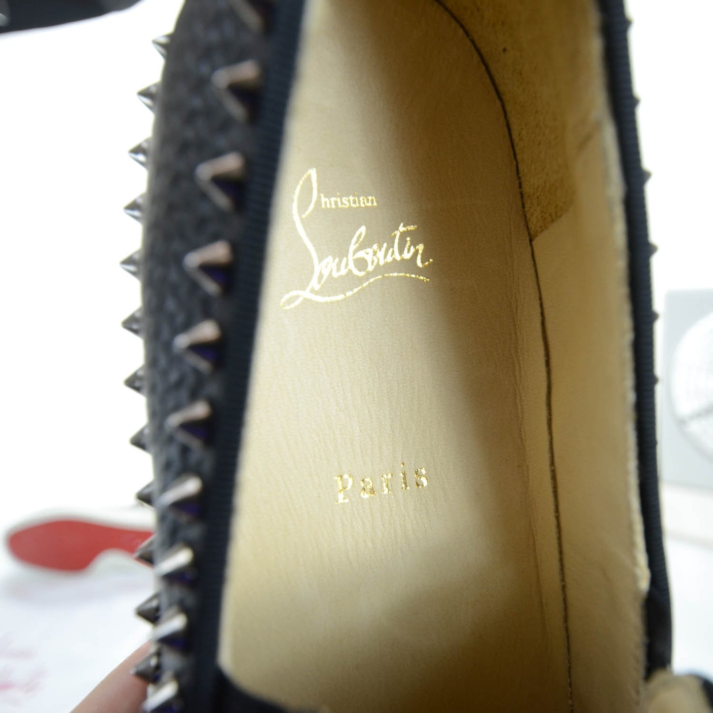 Mens Leather Studded Pik Boat Flat Calf Loafers 42.5 Black