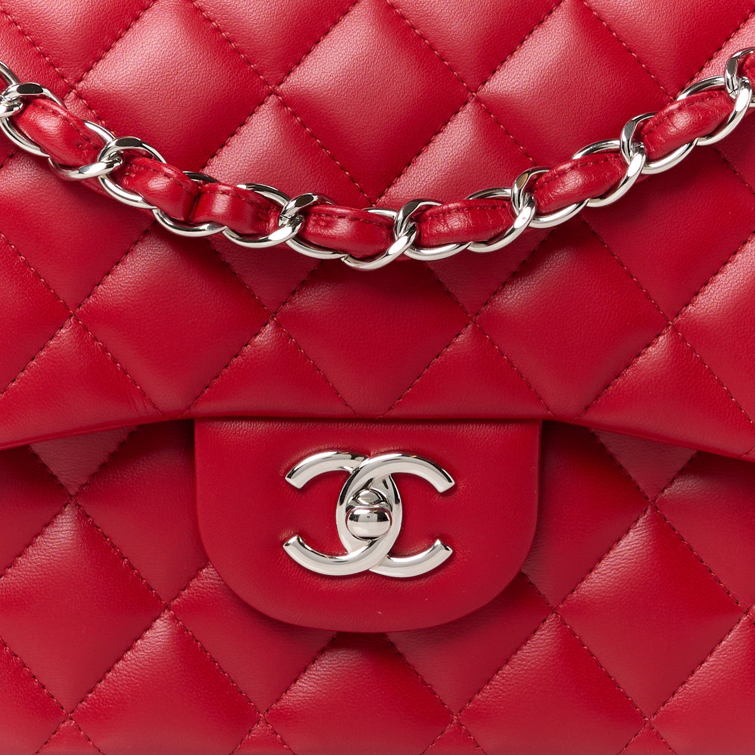 Chanel Lambskin Quilted Jumbo Double Flap Red 9 of 11