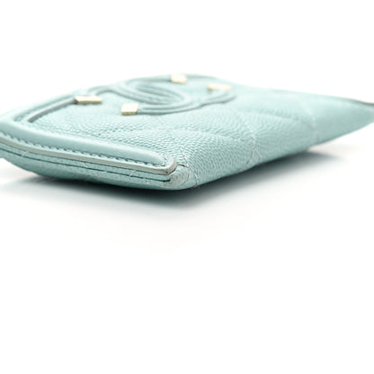 Chanel Caviar Quilted Filigree Card Holder Light Blue 9 of 13
