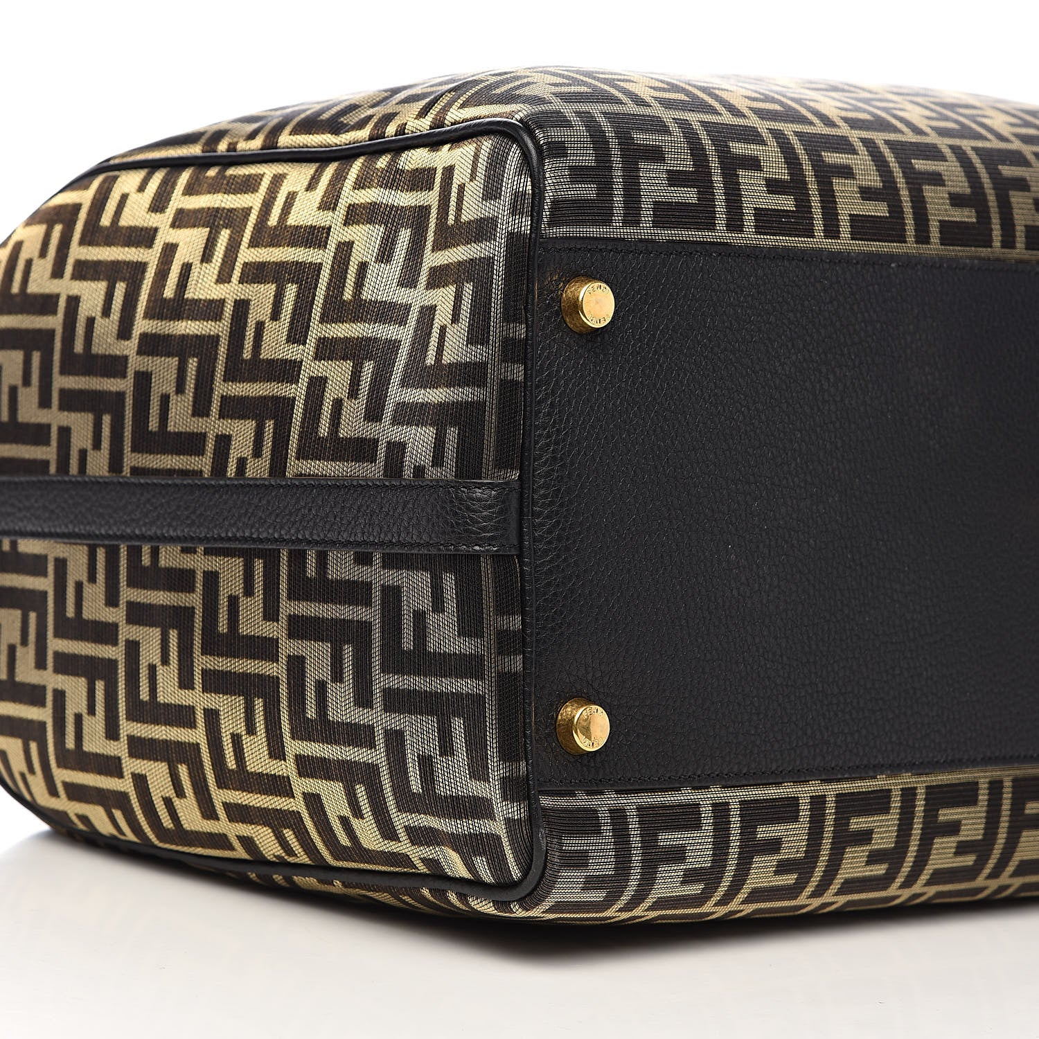 Fendi Fabric Jacquard Cuoio Roma FF Metallic Thread Karligraphy Weekender Gold Black 8 of 10