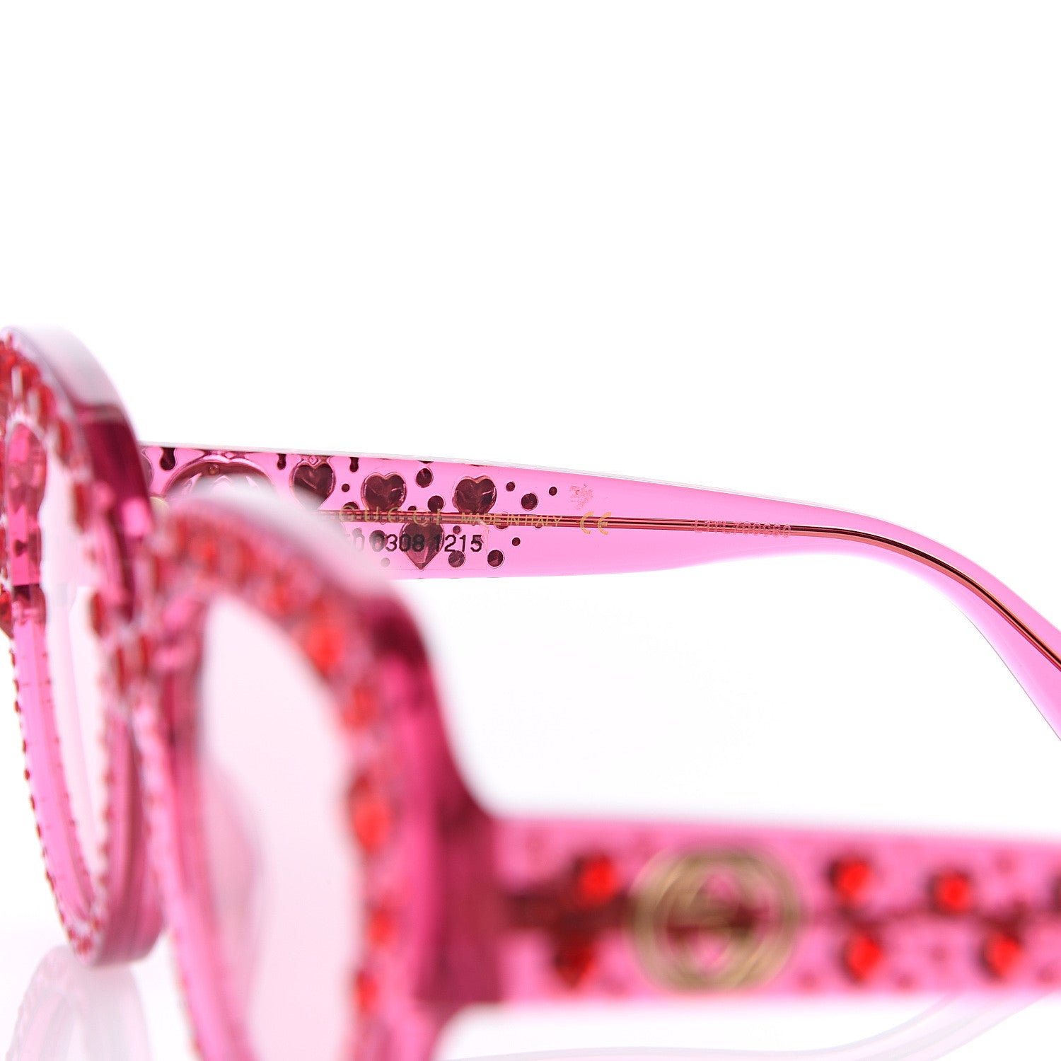 Gucci Crystal Heart Sunglasses GG0308S Red Pink 5 of 8