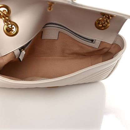 Gucci Calfskin Matelasse Small GG Marmont Shoulder Bag White 5 of 9