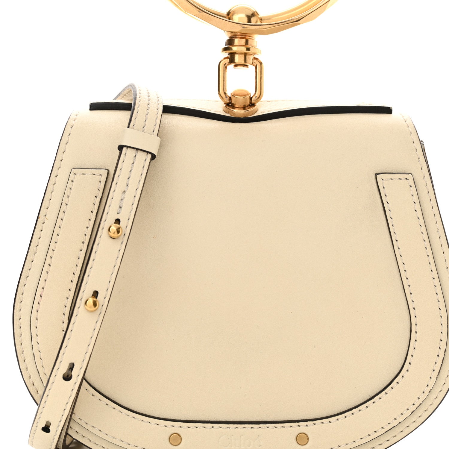 Chloe Calfskin Suede Small Nile Bracelet Bag Off White 8 of 13