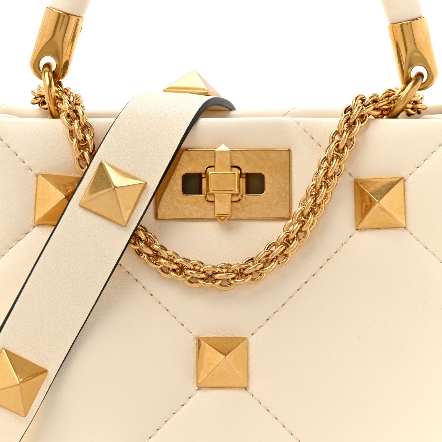 Valentino Garavani Nappa Small Roman Stud The Handle Bag Ivory 8 of 10