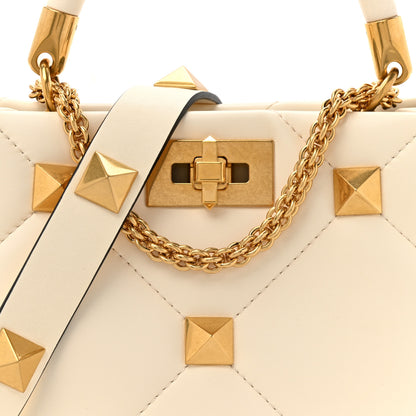 Valentino Garavani Nappa Small Roman Stud The Handle Bag Ivory 8 of 10