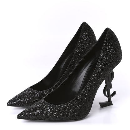 Saint Laurent Glitter Opyum 100 Pumps 38 Black 3 of 10