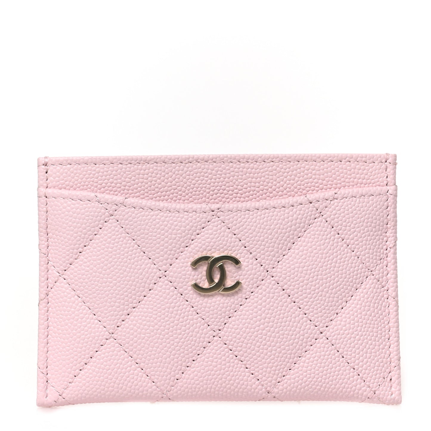 Caviar Quilted Card Holder Light Pink