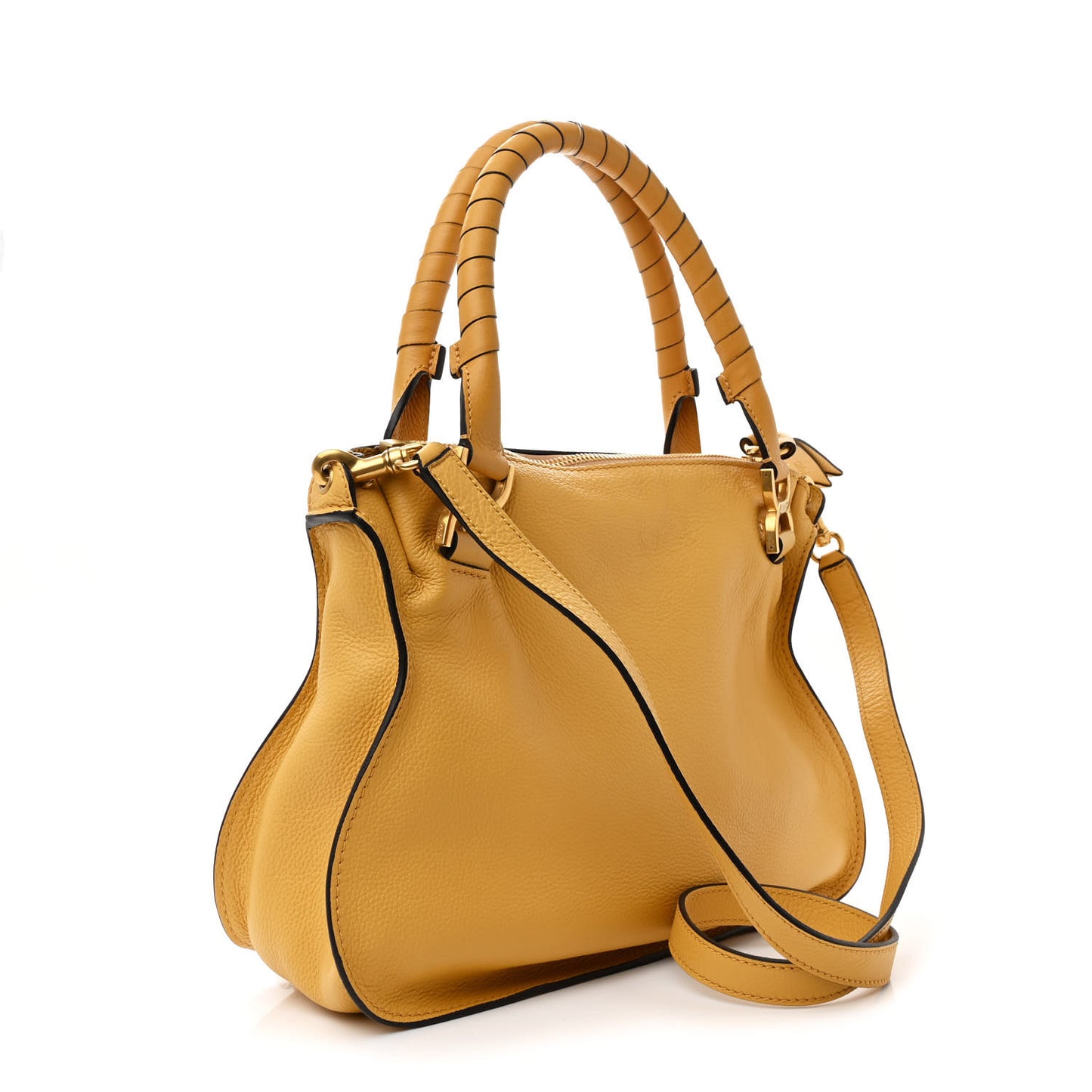 Calfskin Medium Marcie Satchel Curry Yellow