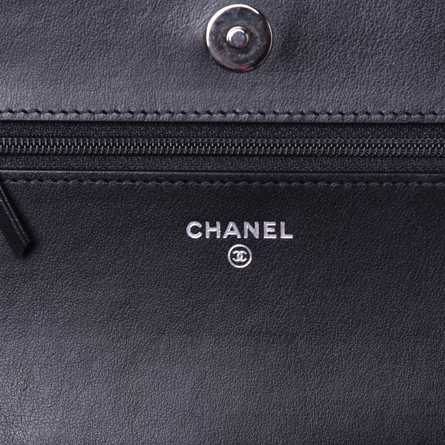 Chanel Goatskin Camellia Embossed Wallet on Chain WOC Black 6 of 9