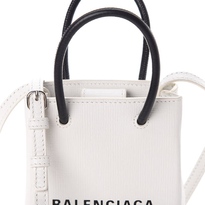 Balenciaga Squared Calfskin Logo Shopping Phone Holder Bag White 9 of 9