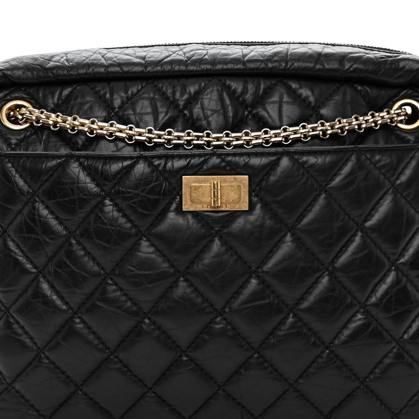 Aged Calfskin Quilted Large Reissue Camera Case Black