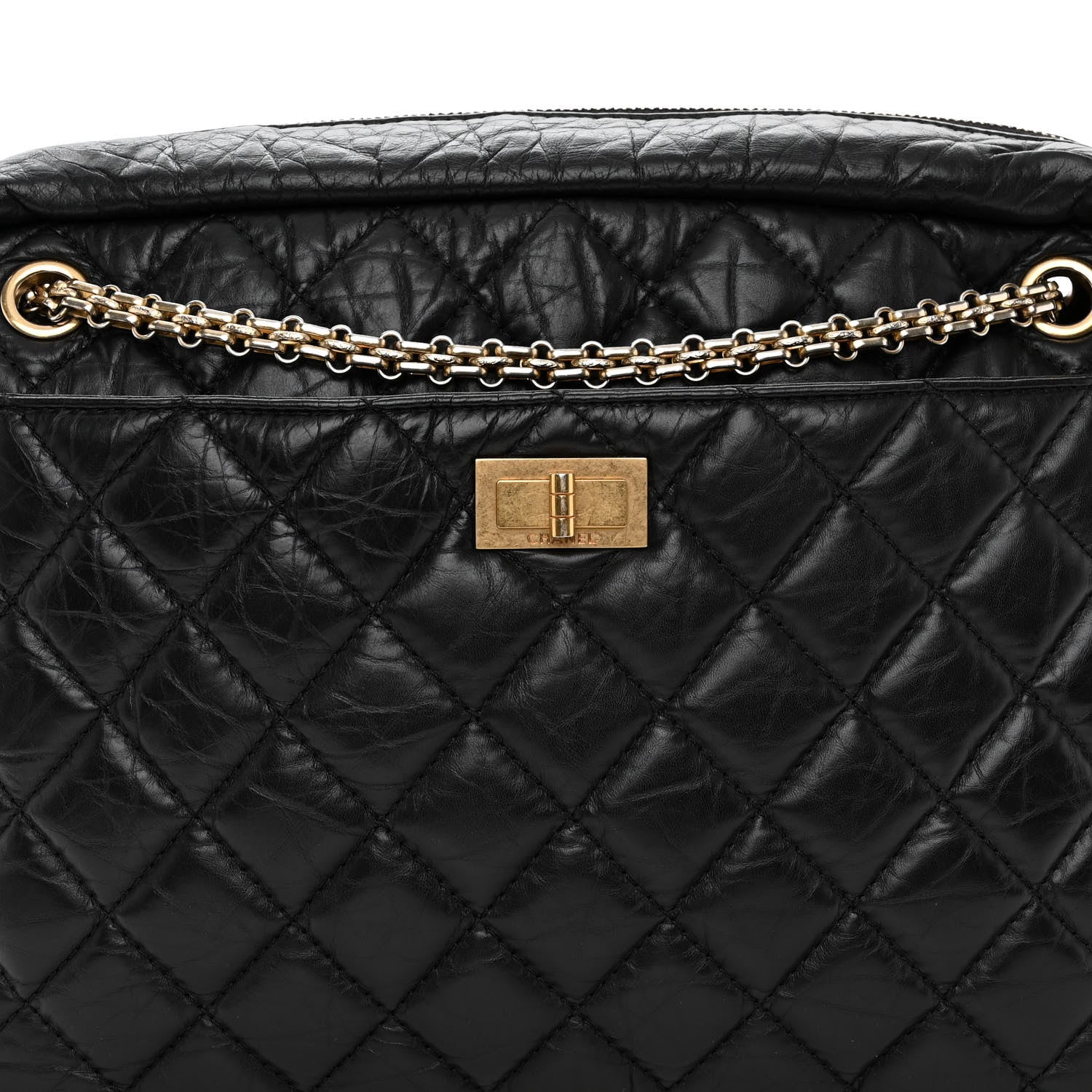 Chanel Aged Calfskin Quilted Large Reissue Camera Case Black 8 of 10