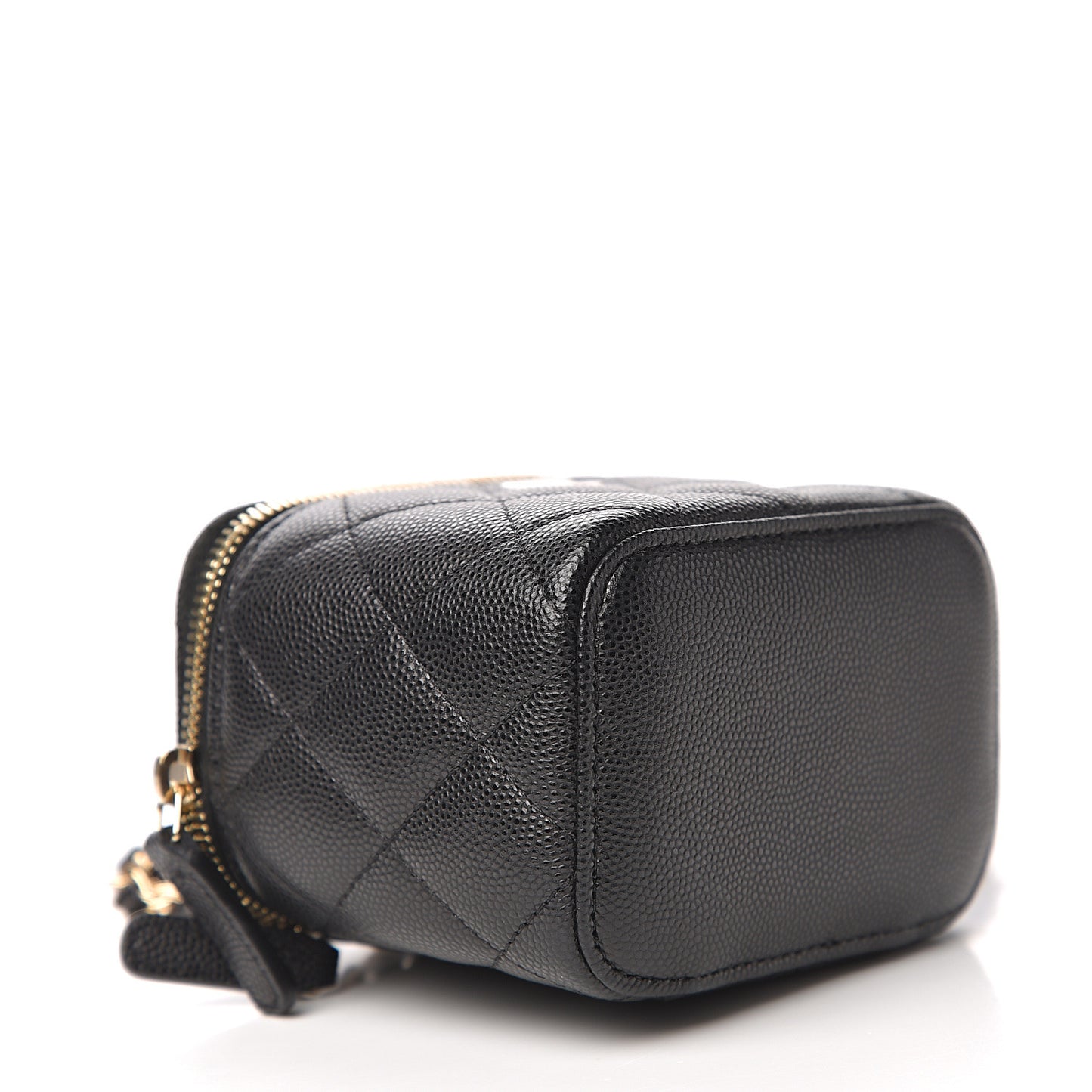 Caviar Quilted Mini Vanity Case With Chain Black
