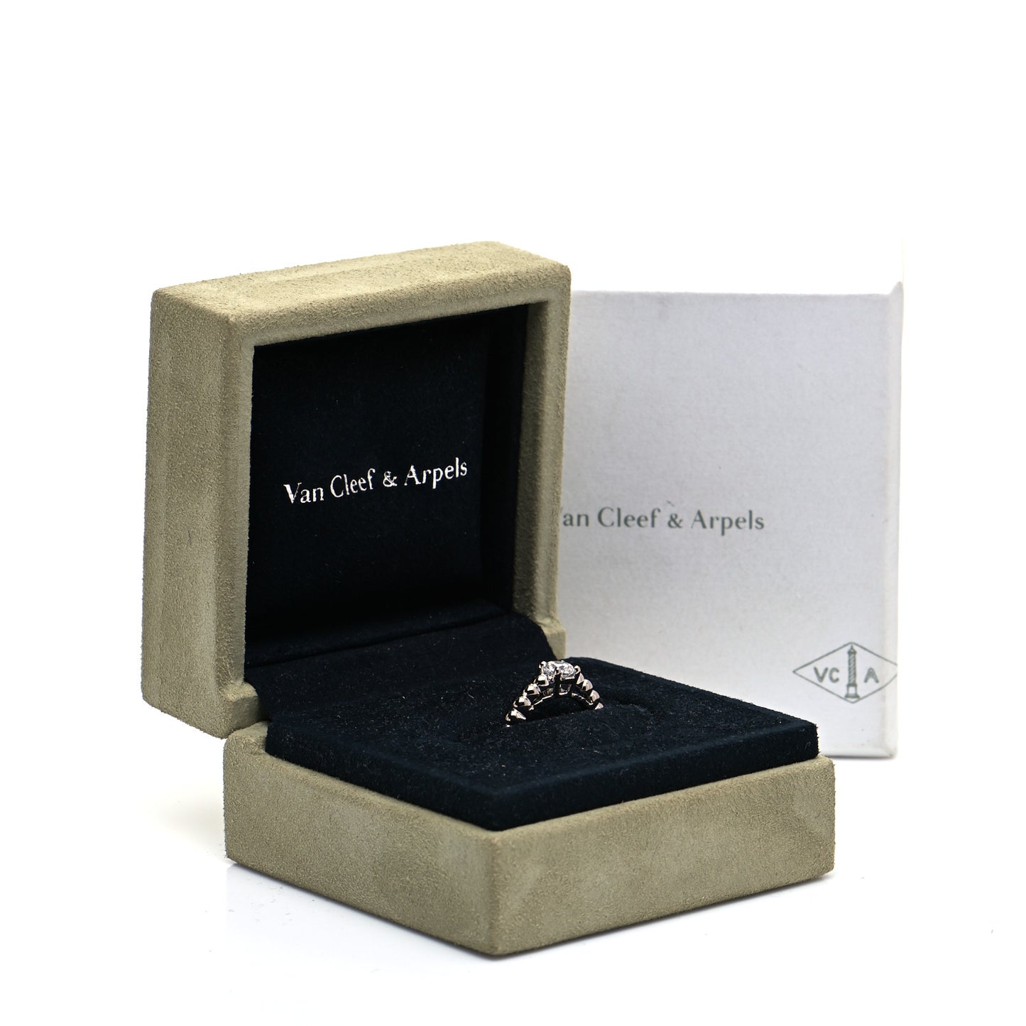 Platinum Diamond .53ct Perlee Solitaire Engagement Ring 49 4.75