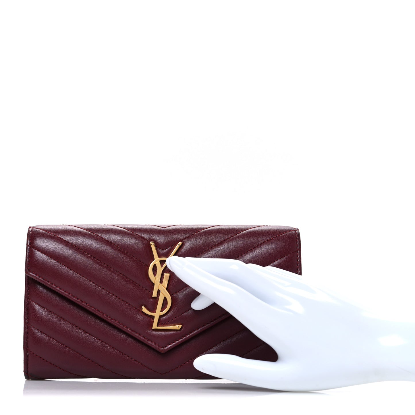 Calfskin Matelasse Chevron Monogram Flap Wallet Dark Bordeaux
