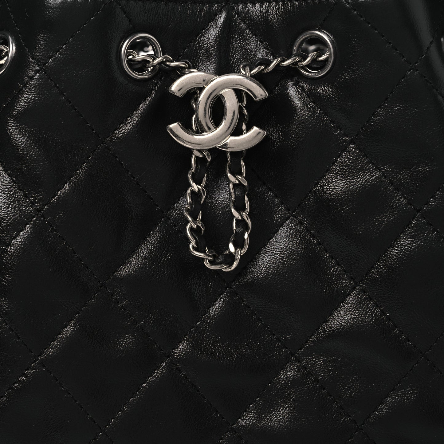 Shiny Crumpled Calfskin Quilted Small Chanel 25 Handbag Black