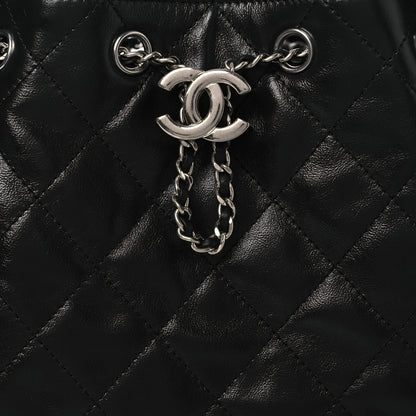 Chanel Shiny Crumpled Calfskin Quilted Small Chanel 25 Handbag Black 8 of 12