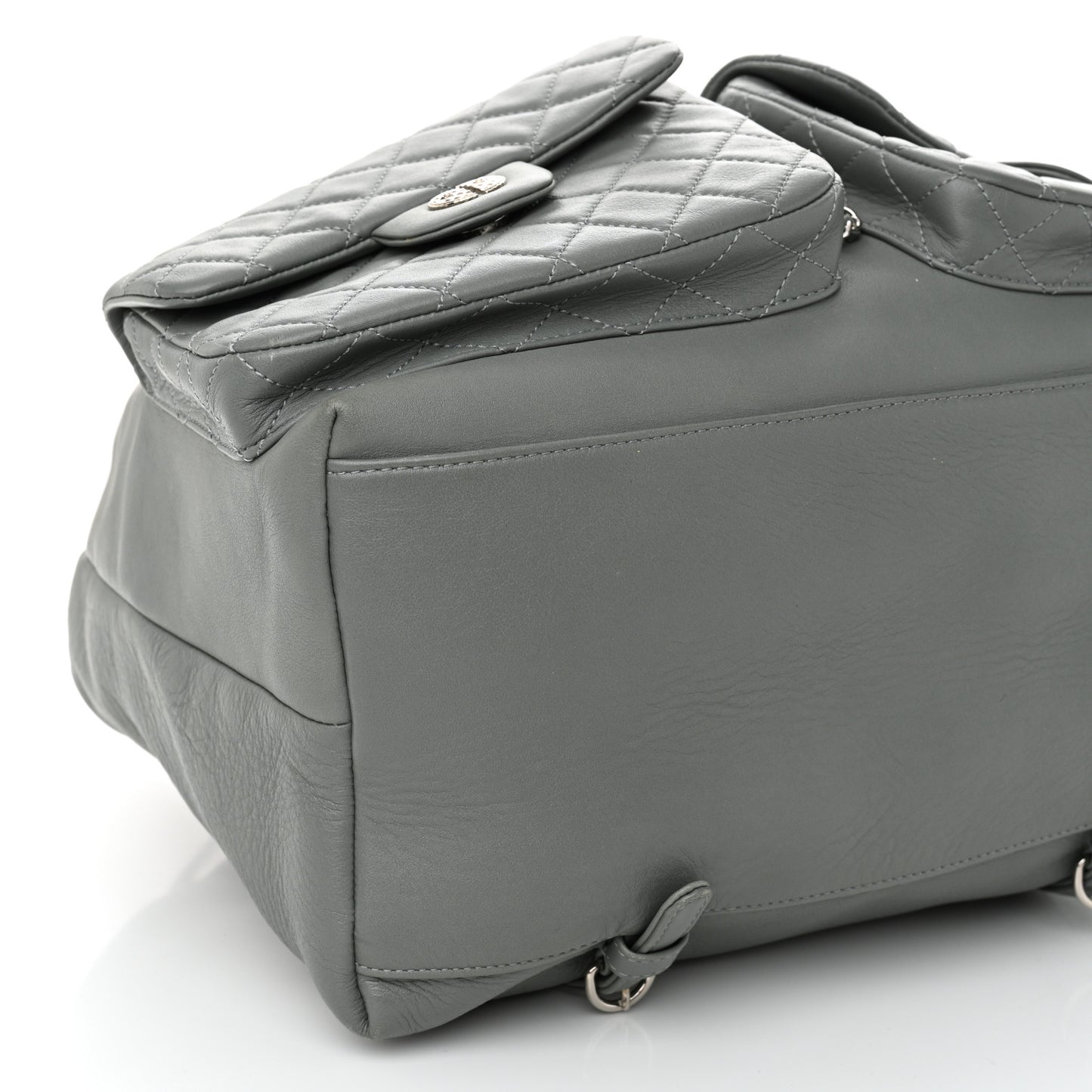 Lambskin Quilted Backpack Pocket Grey
