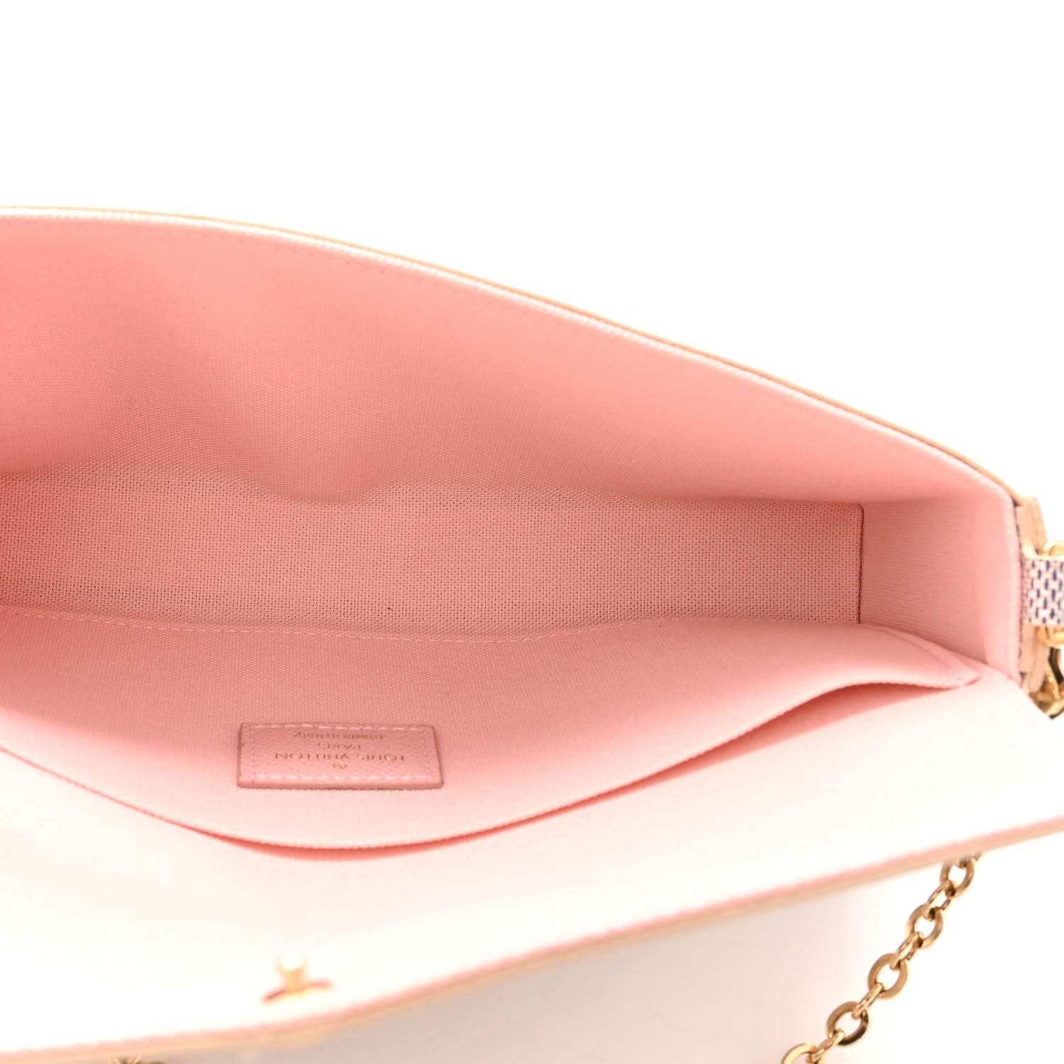 Louis Vuitton Damier Azur Pochette Felicie Chain Wallet Rose Ballerine 6 of 12