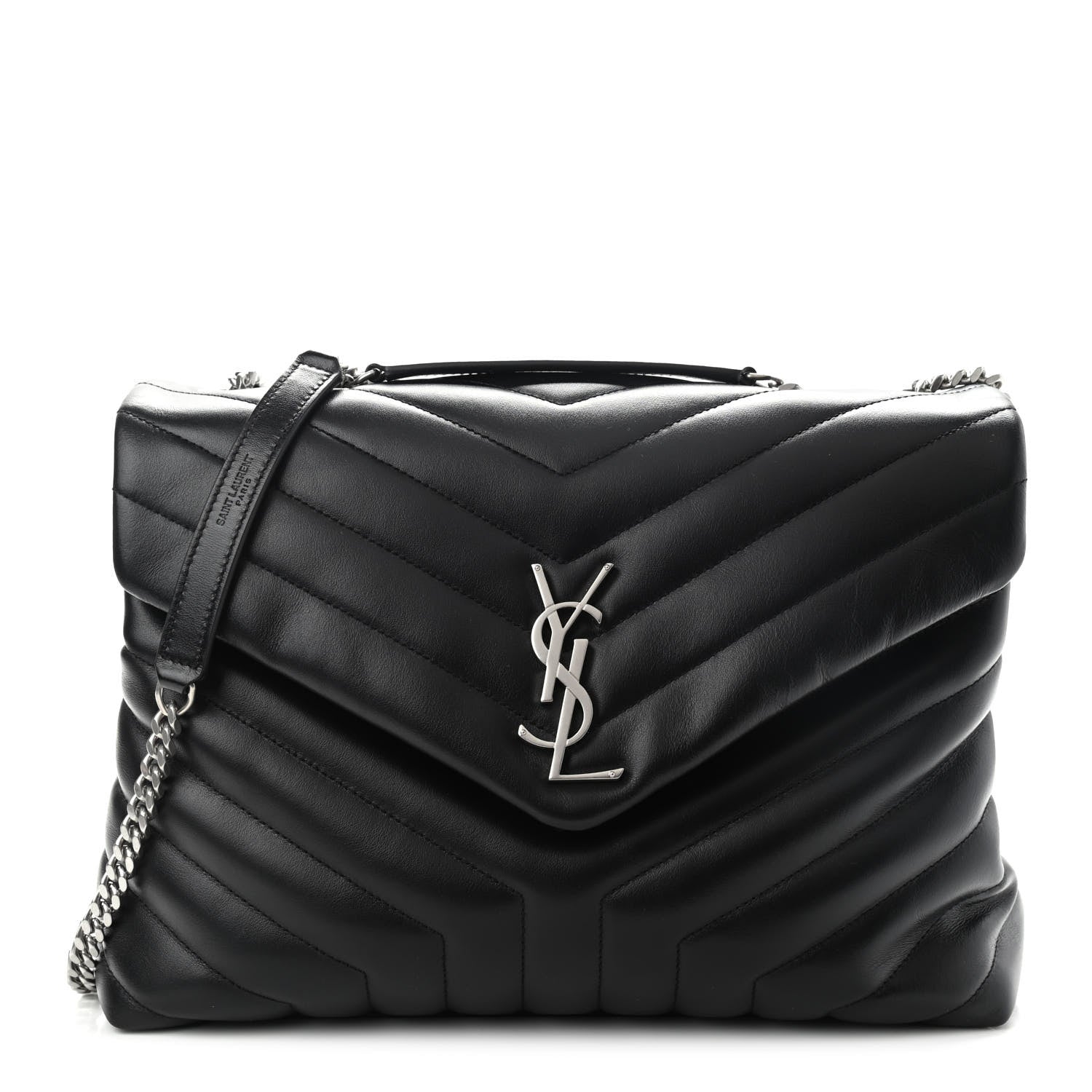 Saint Laurent Calfskin Y Quilted Monogram Medium Loulou Chain Satchel Black 1 of 9