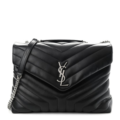 Saint Laurent Calfskin Y Quilted Monogram Medium Loulou Chain Satchel Black 1 of 9