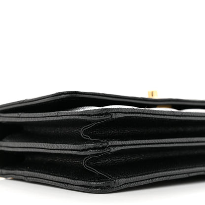 Chanel Shiny Caviar Quilted Flap Charm Wallet On Chain WOC Black 10 of 13
