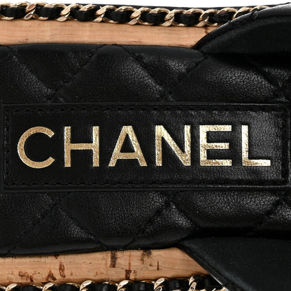 Chanel Lambskin Quilted Chain CC Sandals 36 Black 8 of 11