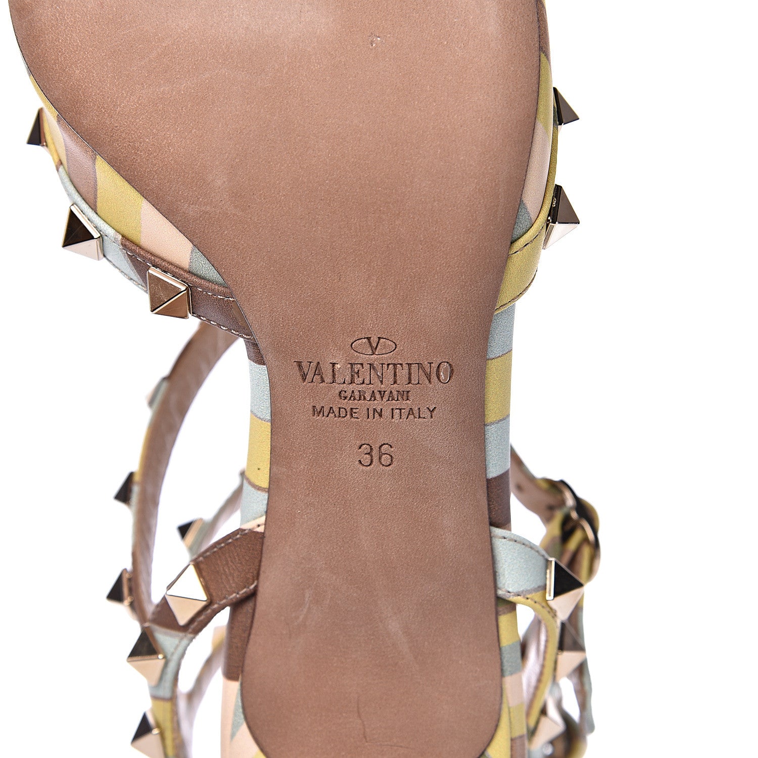 Valentino Garavani Nappa Native Couture 1975 Rockstud Ankle Strap Low Heel Pumps 36 Multicolor 6 of 8