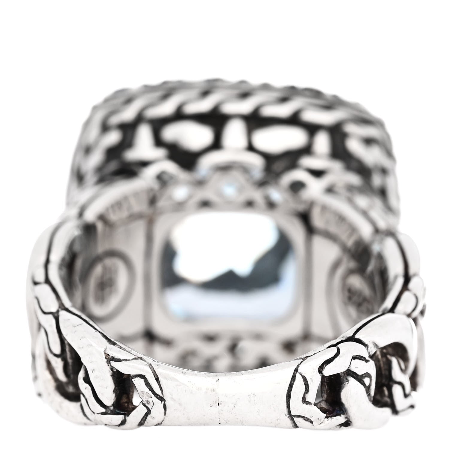 John Hardy Sterling Silver Blue Topaz Iolite Aquamarine Batu Classic Chain Ring 50 5.5 4 of 6