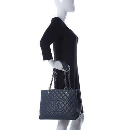 Chanel Caviar Quilted Grand Shopping Tote GST Dark Blue 2 of 11