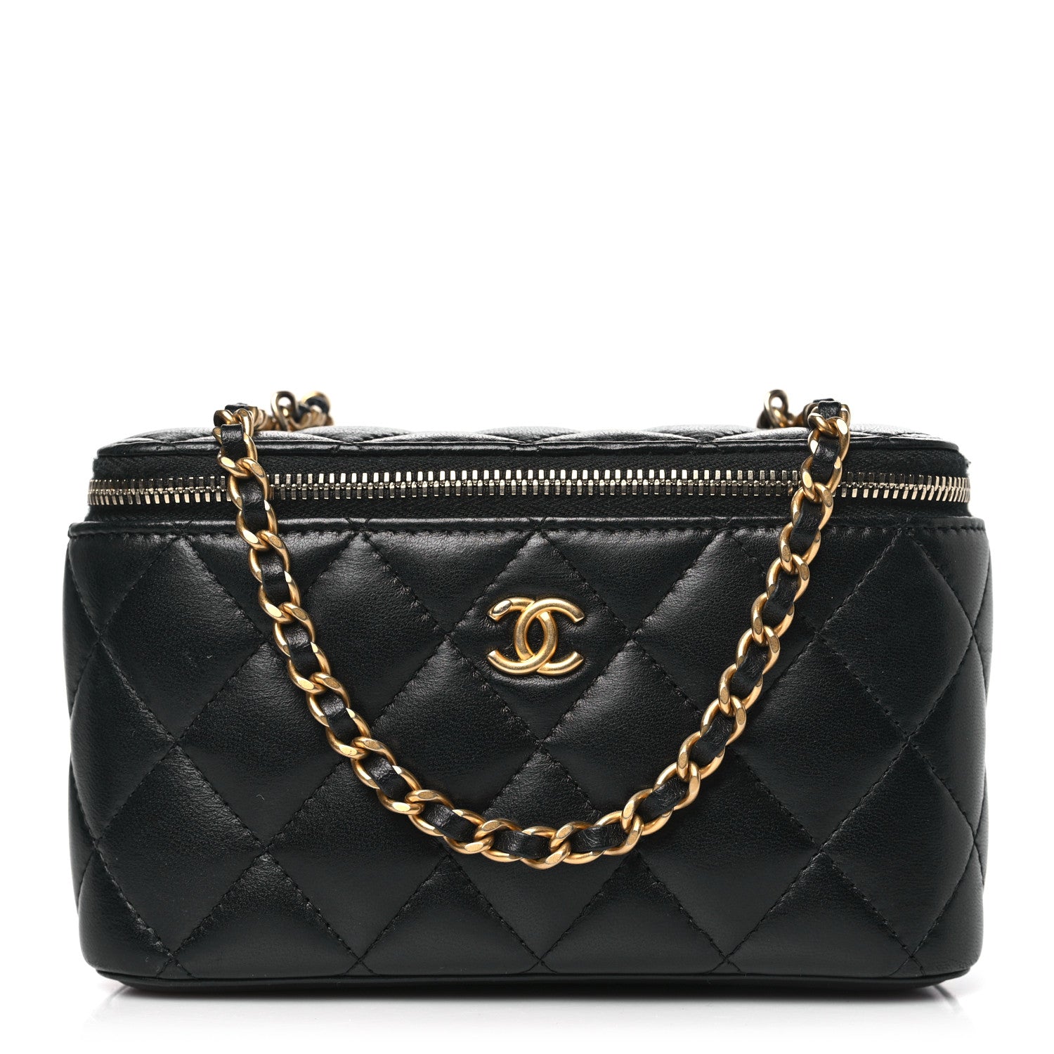 Chanel Lambskin Quilted Pearl Crush Small Vanity Case With Chain Black 1 of 8