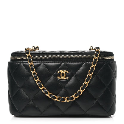 Chanel Lambskin Quilted Pearl Crush Small Vanity Case With Chain Black 1 of 8