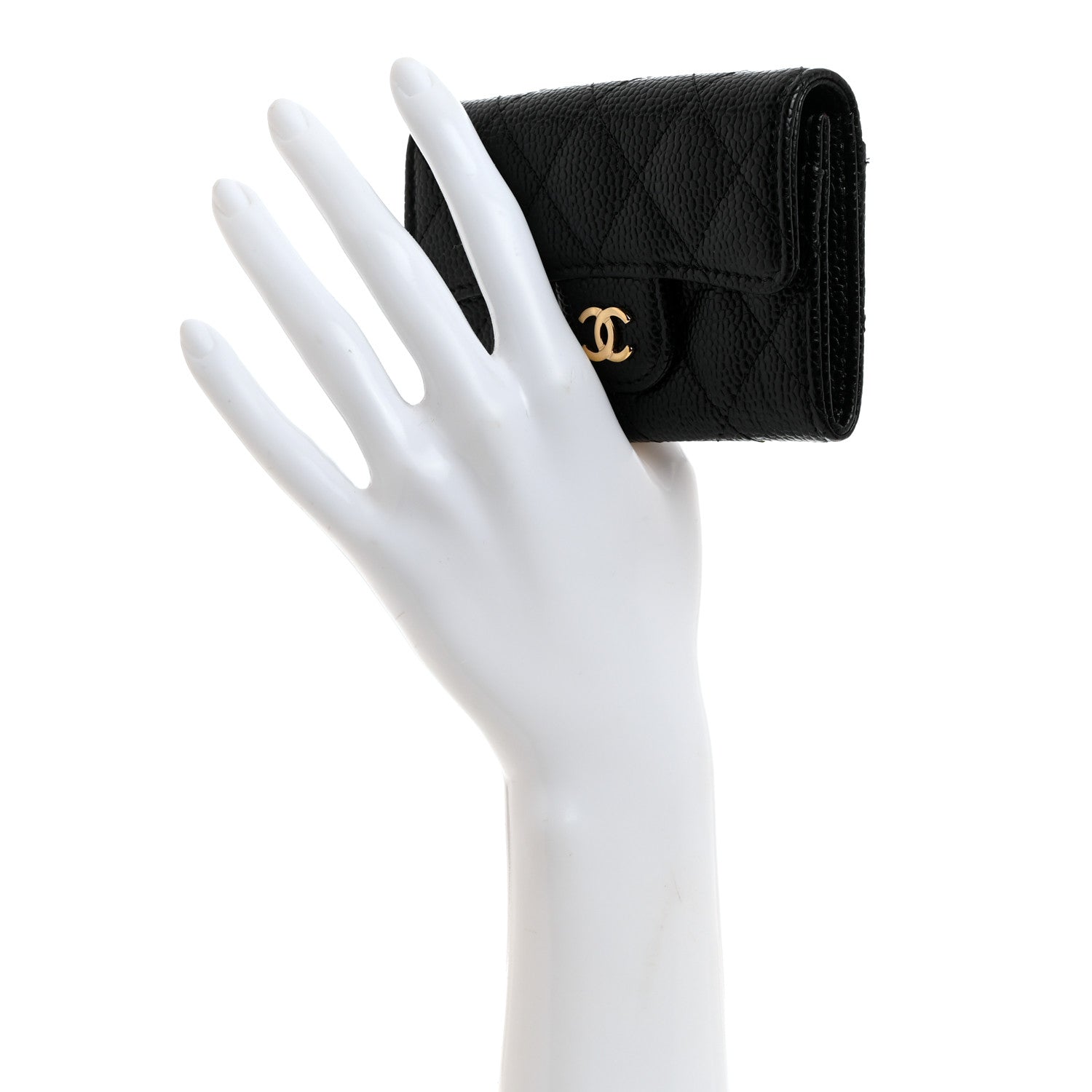 Chanel Caviar Quilted Flap Card Holder Wallet Black 2 of 9