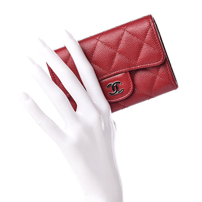 Chanel Caviar Quilted Flap Card Holder Dark Red 2 of 10