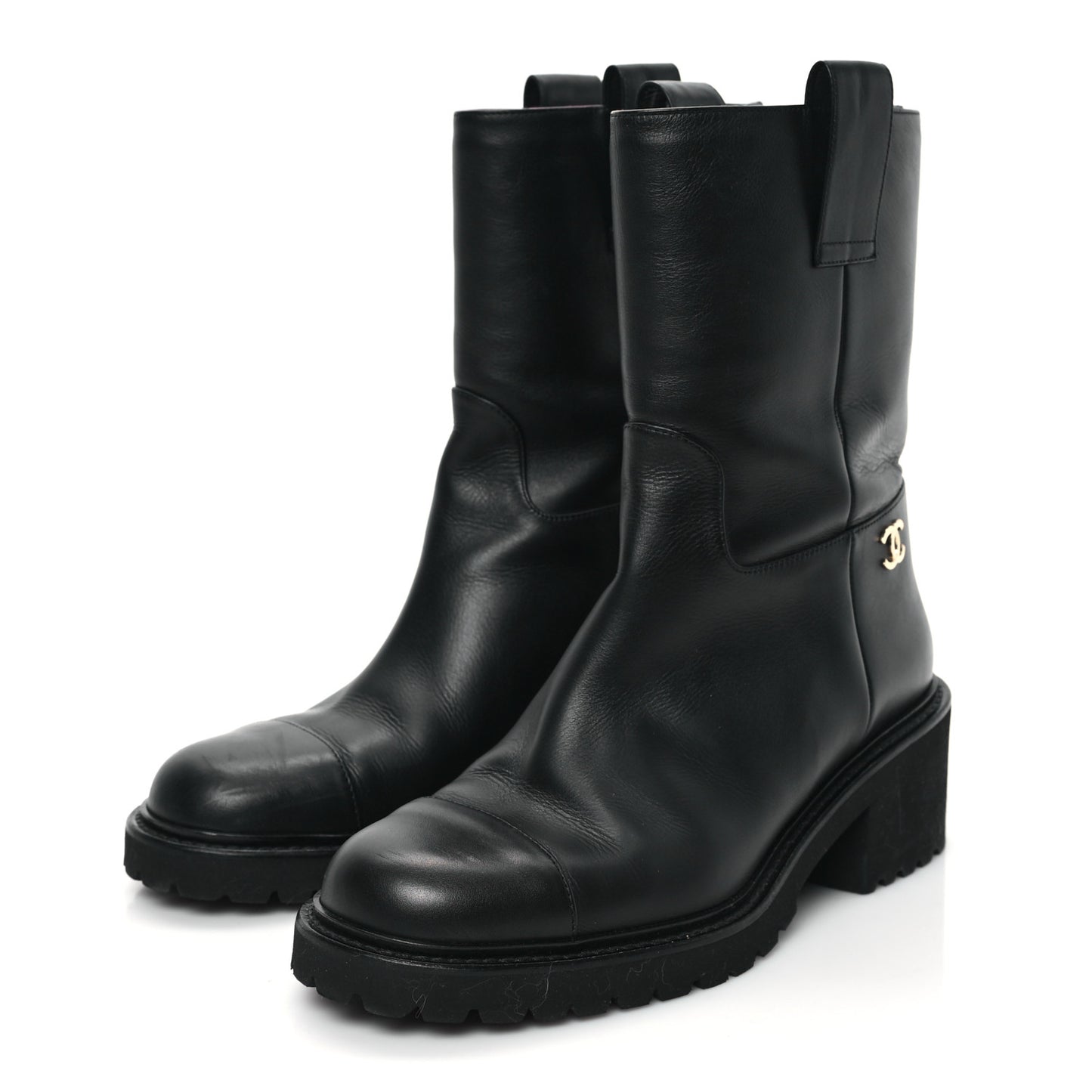 Calfskin CC Ankle Boots 38 Black
