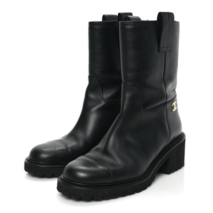 Chanel Calfskin CC Ankle Boots 38 Black 3 of 9
