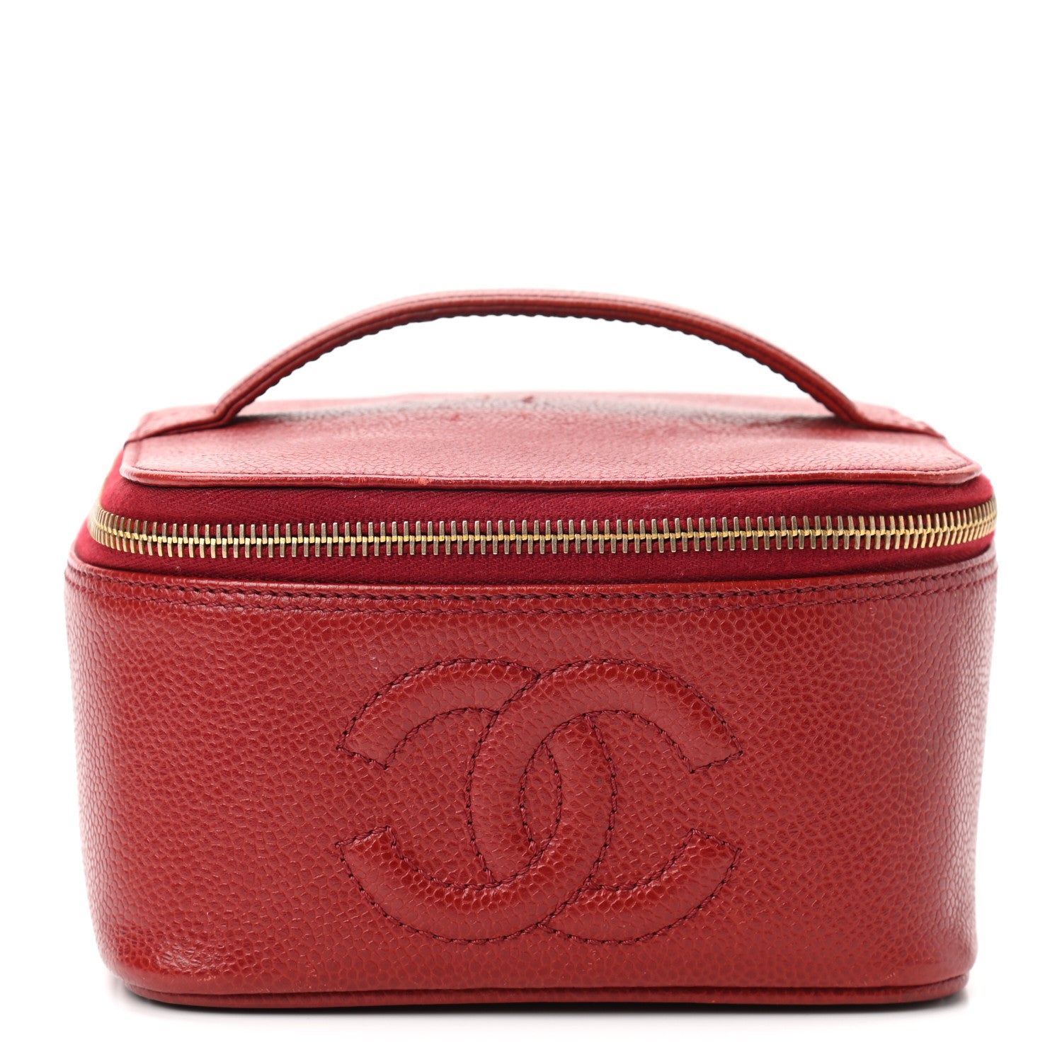 Chanel Caviar Vanity Cosmetic Case Red 1 of 12