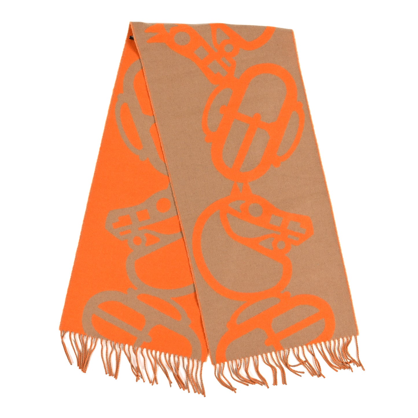 Cashmere Casaque Do Re Boucles Muffler Camel Orange