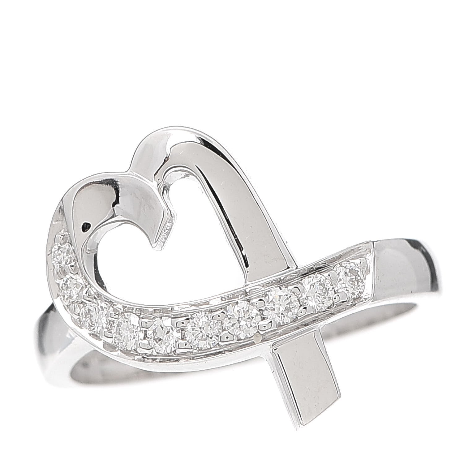 Tiffany 18K White Gold Diamond Paloma Picasso Loving Heart Ring 50 5.5 1 of 6